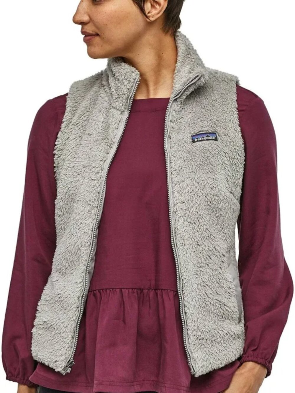 Patagonia Women's Grey Los Gatos Sleeveless Full-Zip Polyester Fleece Vest Sz S